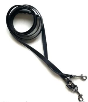 BioThane® adjustable leash with trigger clasp, black fittings – black 250cm